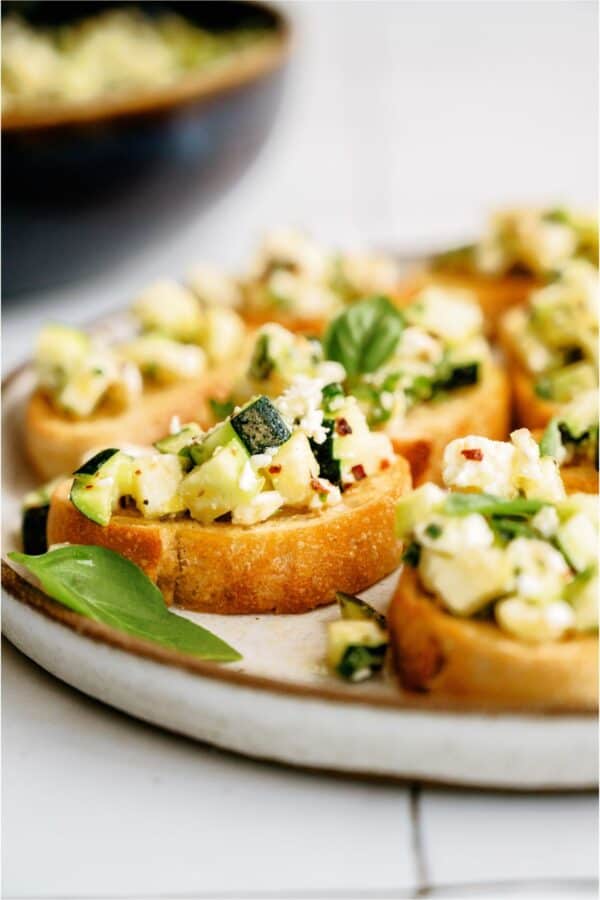 Zucchini Feta Bruschetta Recipe - Six Sisters' Stuff