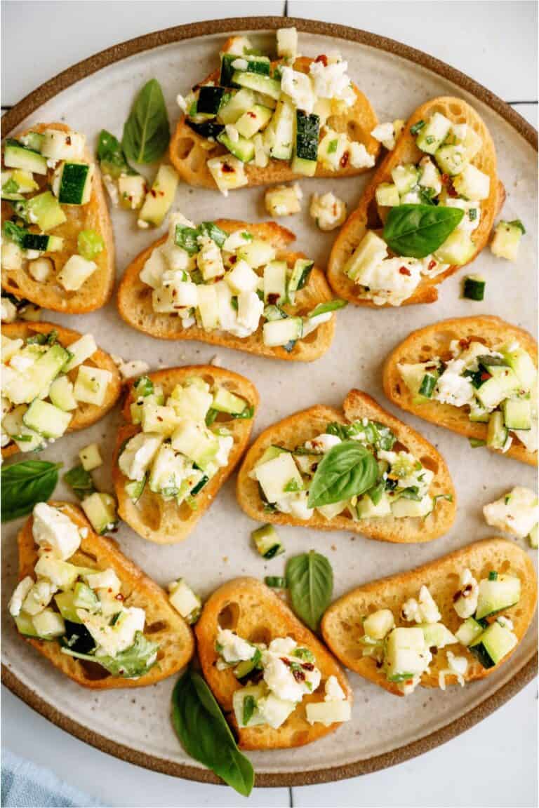 Zucchini Feta Bruschetta Recipe - Six Sisters' Stuff