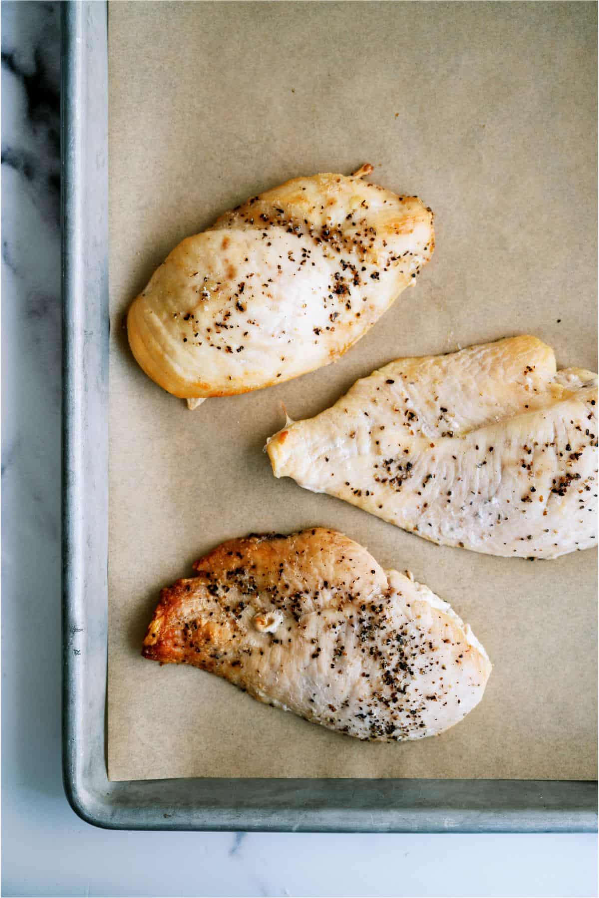 Baked Chicken on a baking sheet