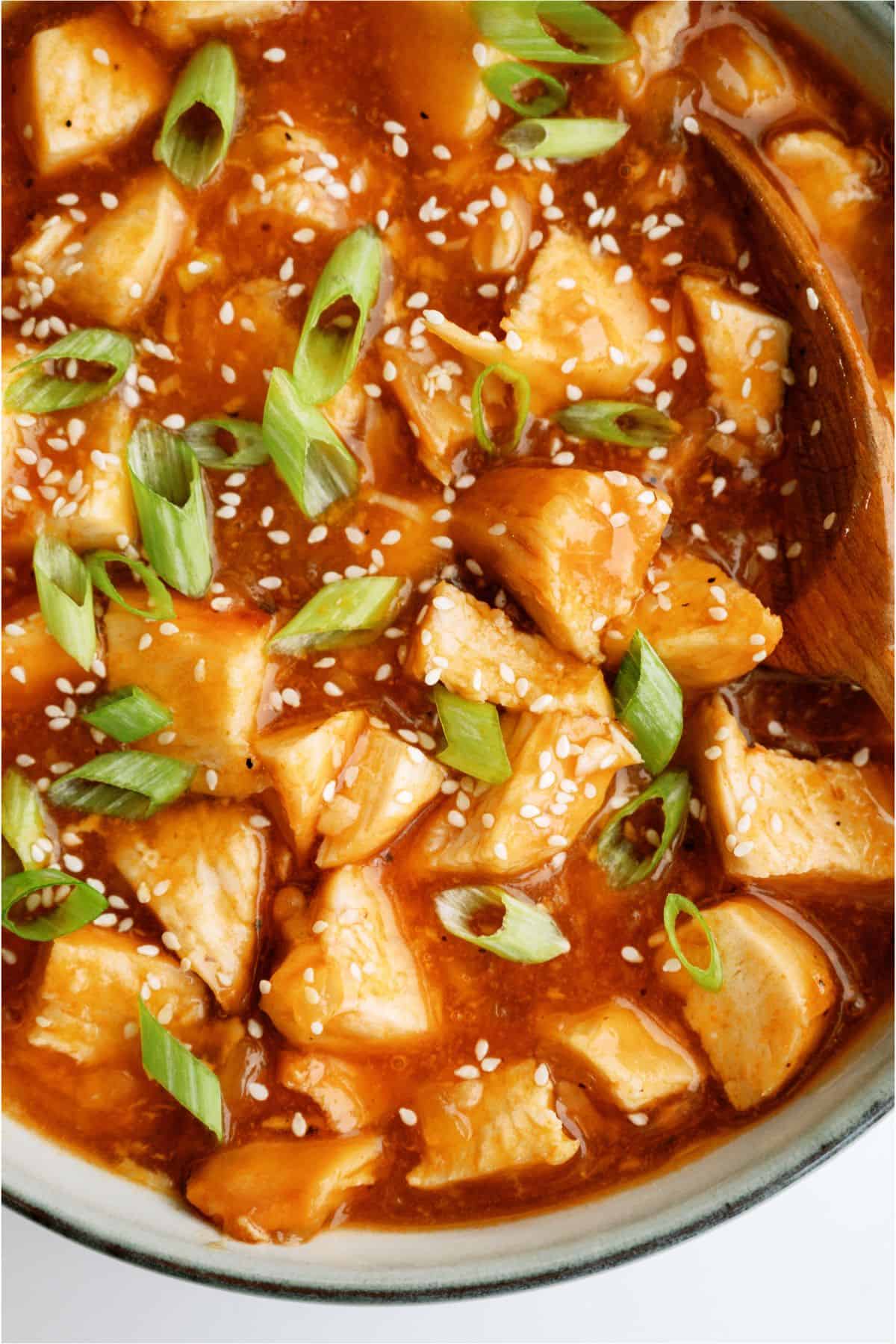 Close up view of Instant Pot Honey Garlic Chicken