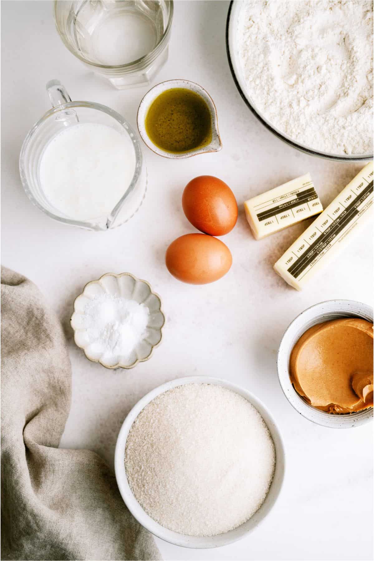 Ingredients needed to ake Peanut Butter Sheet Cake