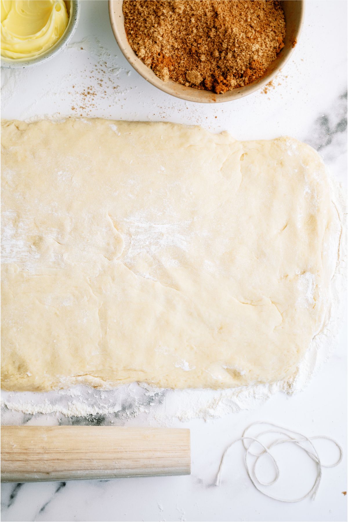 The BEST Homemade Cinnamon Rolls
dough rolled out into a rectangle