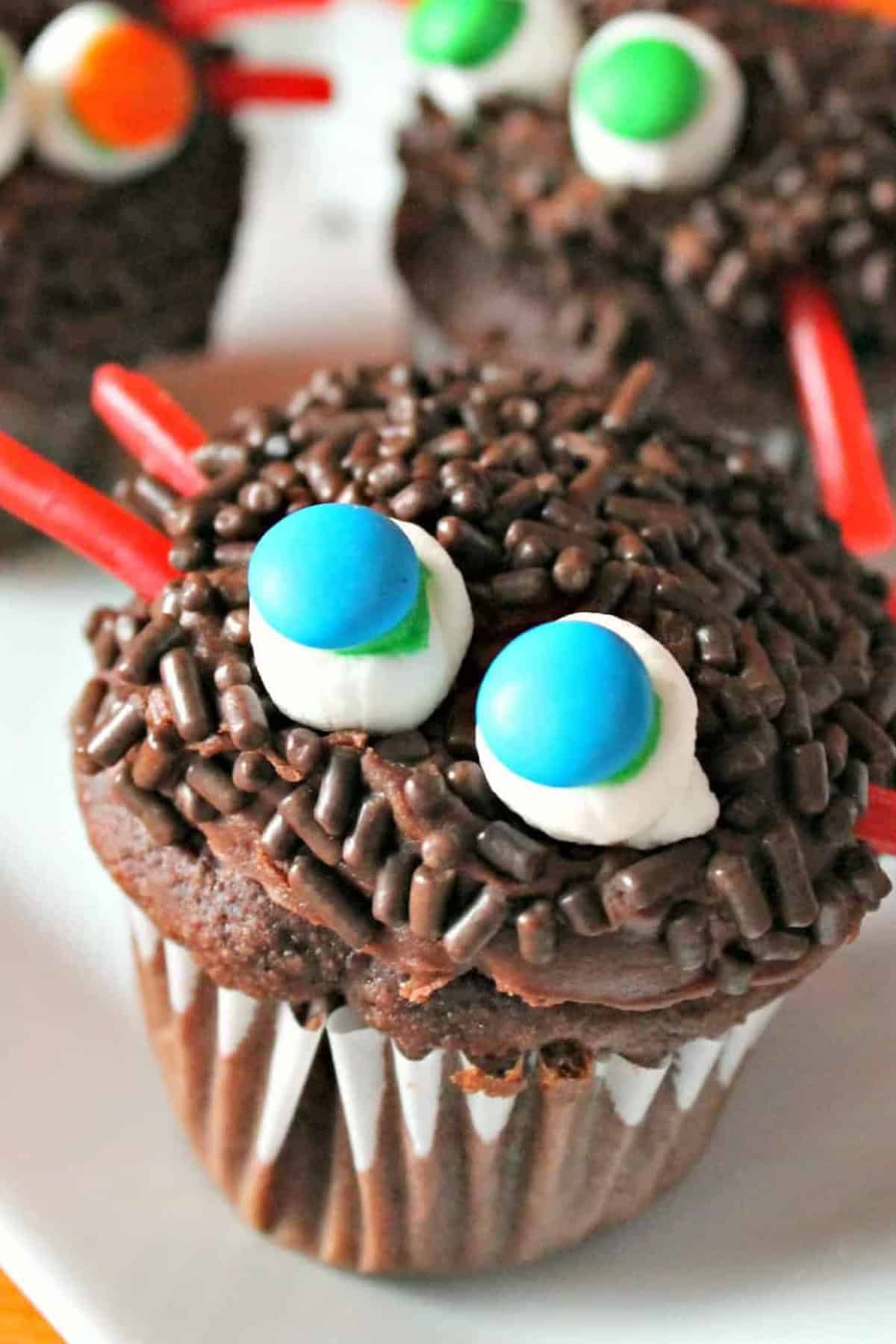 Mini Spooky Spider Cupcakes