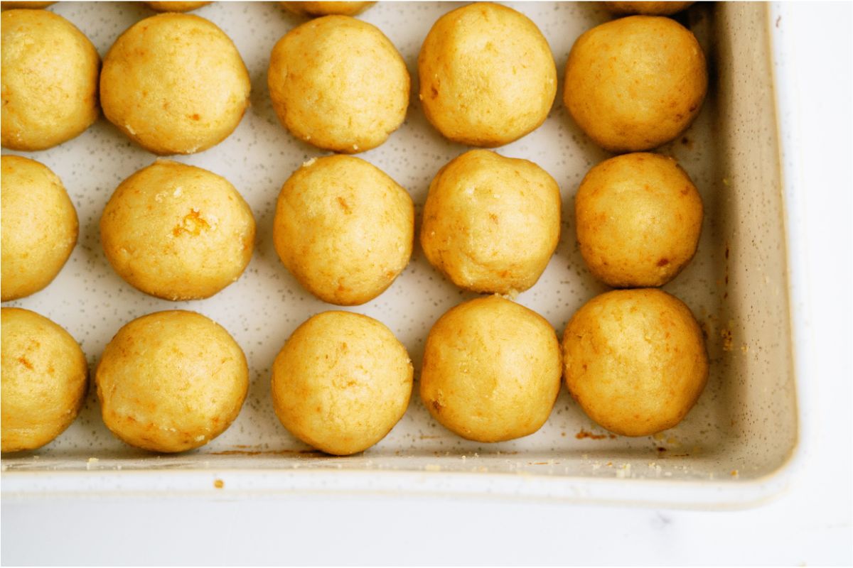 Cake Balls formed and in rows.