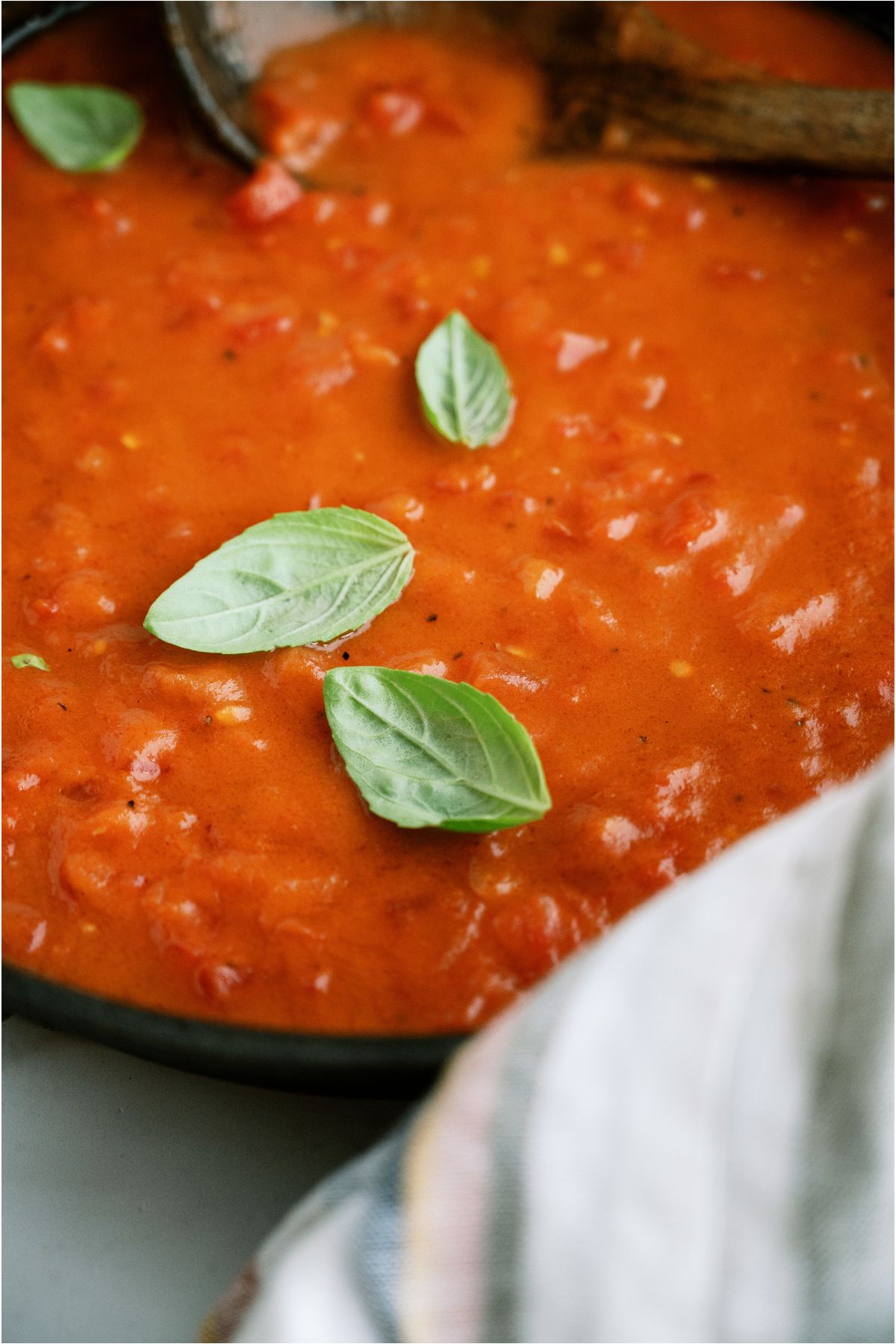 Close up of Tomato Gravy (Traditional Southern Recipe) in a large skillet.