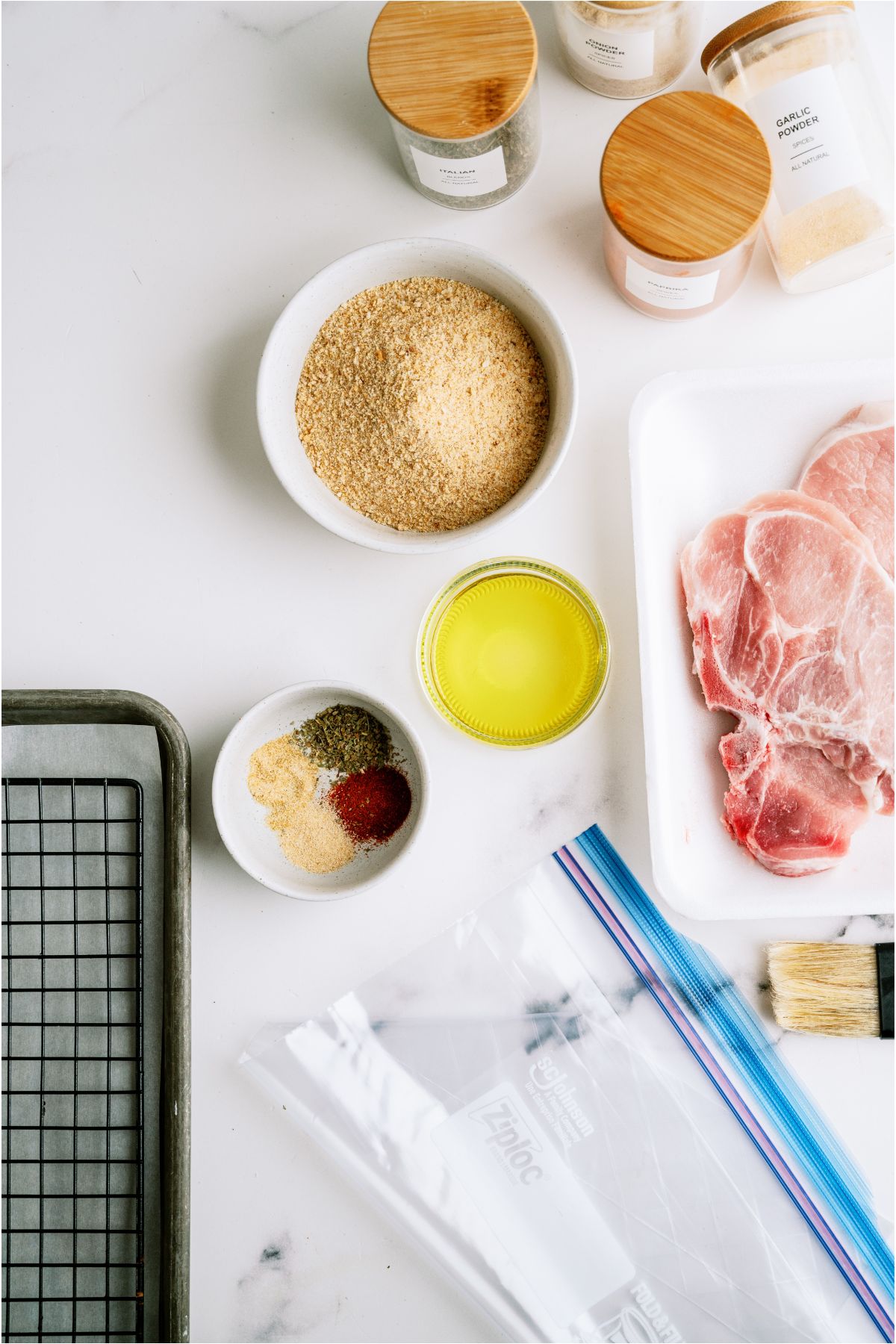 Ingredients needed to make Homemade Shake And Bake Pork Chops.